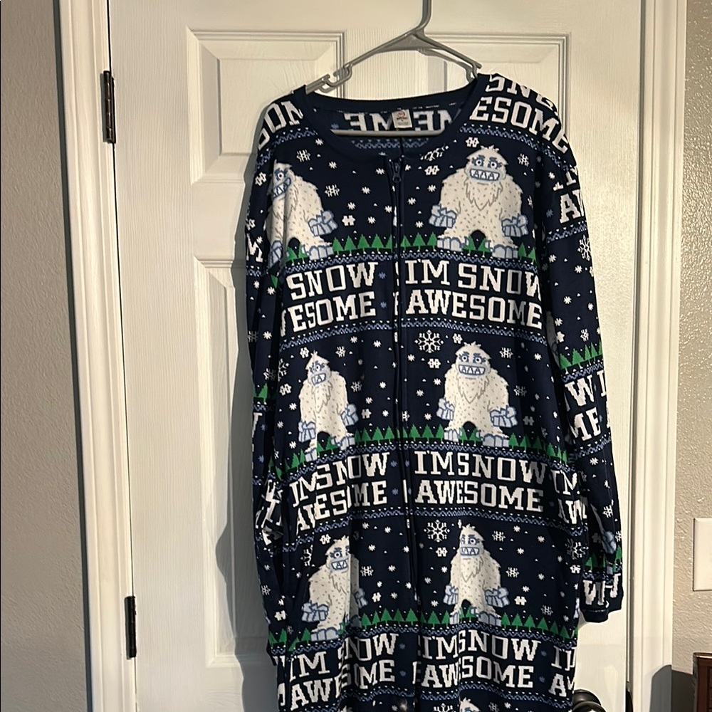 Navy 'I'm Snow Awesome' Yeti pajamas